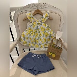 🍋 Baby 24 Mth 3 Piece Lemon & Blueberry Set With Little Staw purse NWT
